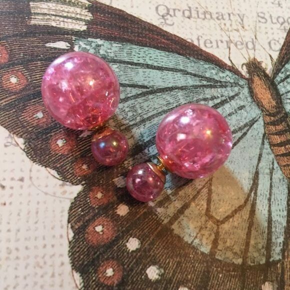 (G2) Pink Double sided earrings - Picture 1 of 5